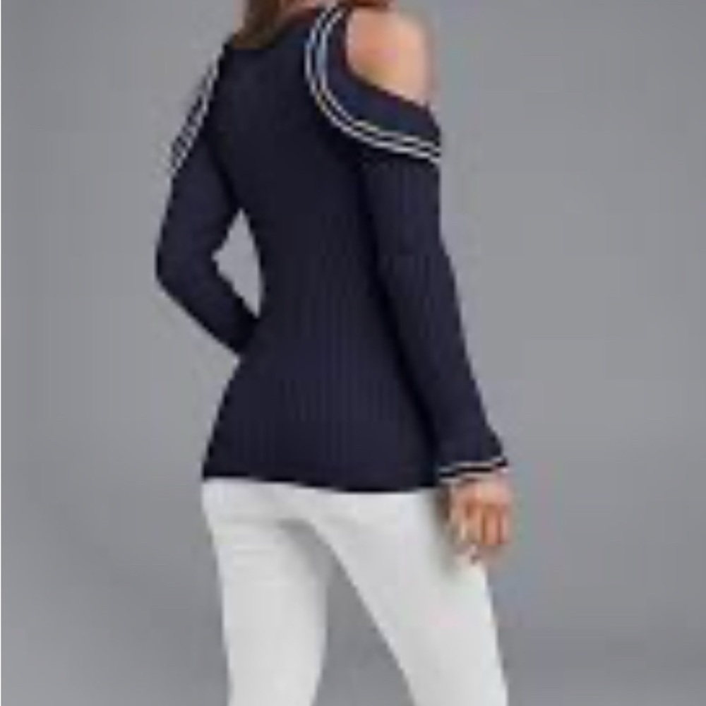 VENUS Navy Off-the-Shoulder Sweater Cold Shoulder - Picture 2 of 5